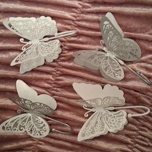 Wall Hanging Butterflies With Hooks Silver & White or fee for color you Pick